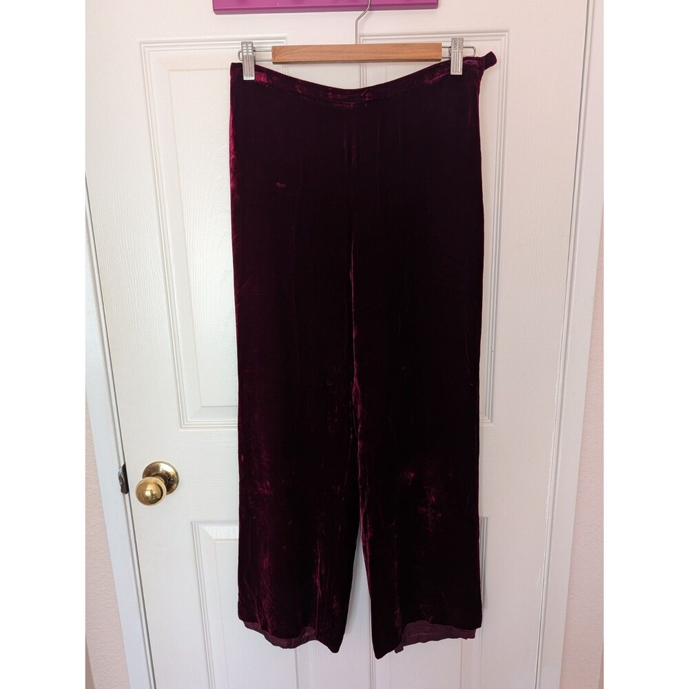 CASUAL CORNER Rayon Silk Velvet Evening Pants Lined Dark Burgundy Size 4